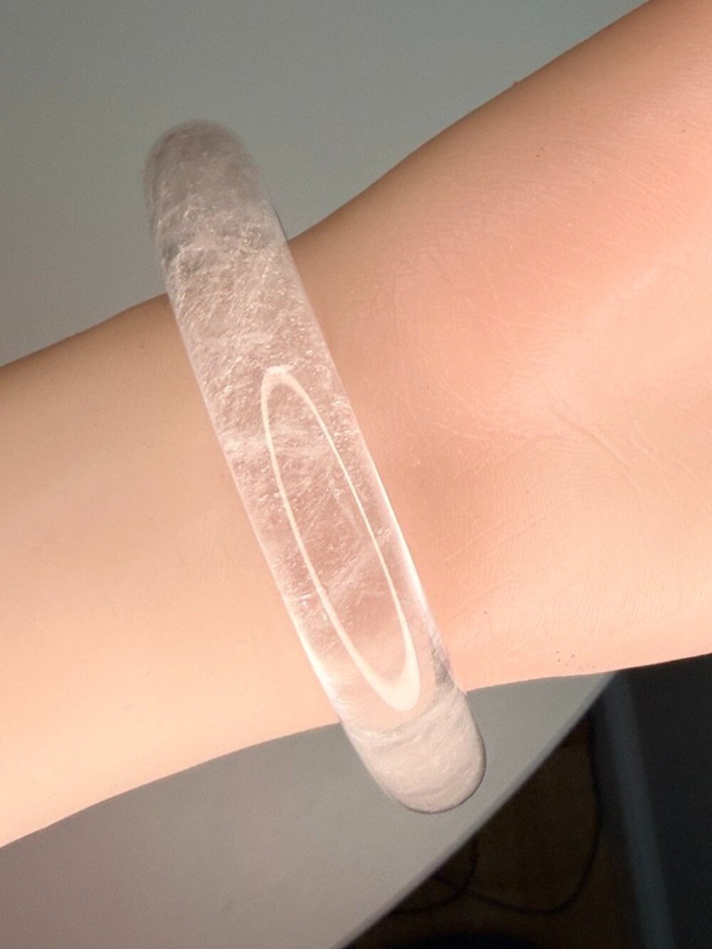 Natural Clear Quartz Bangle Bracelet 64.1mm Unisex